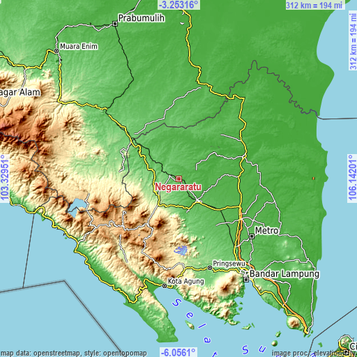 Topographic map of Negararatu
