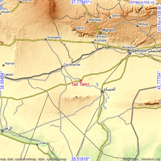Topographic map of Tall Tamr
