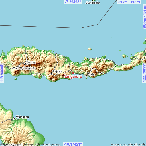 Topographic map of Nangaroro