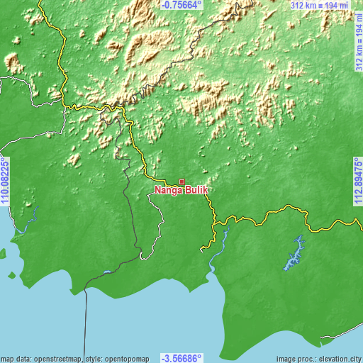 Topographic map of Nanga Bulik