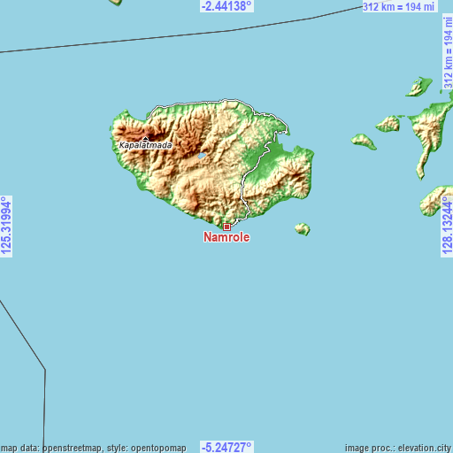 Topographic map of Namrole