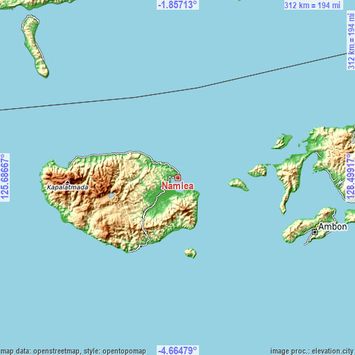 Topographic map of Namlea