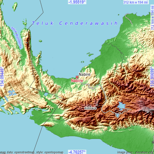 Topographic map of Nabire