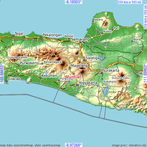 Topographic map of Muntilan