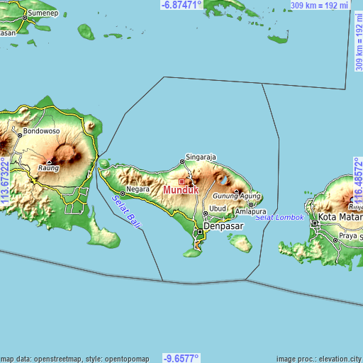 Topographic map of Munduk