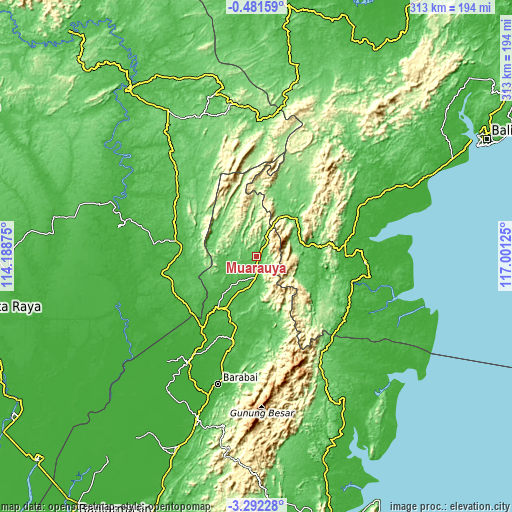 Topographic map of Muarauya