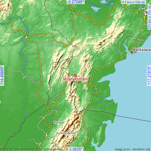 Topographic map of Muarakomam