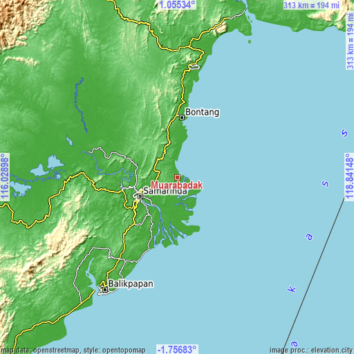 Topographic map of Muarabadak