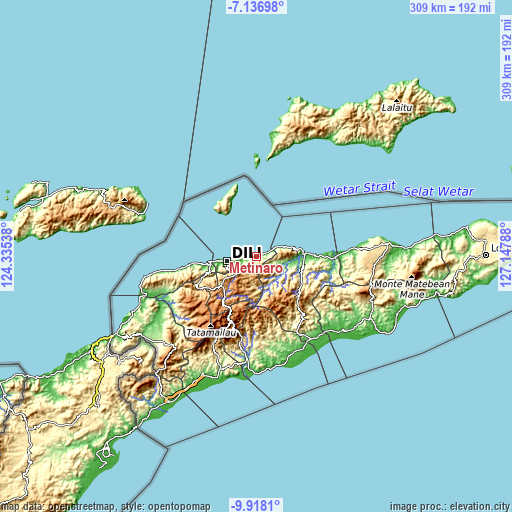 Topographic map of Metinaro
