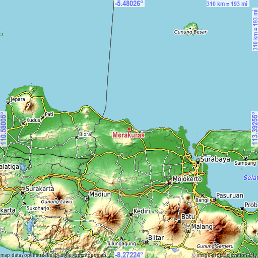 Topographic map of Merakurak