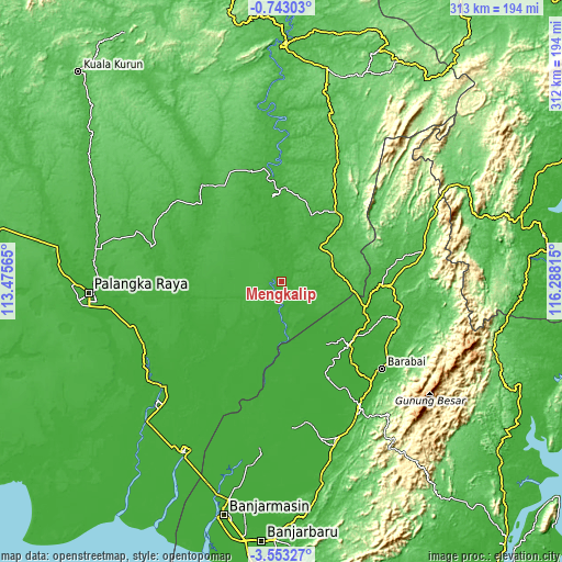 Topographic map of Mengkalip