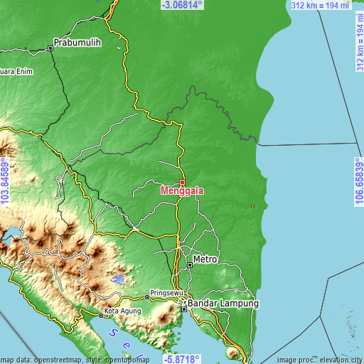 Topographic map of Menggala