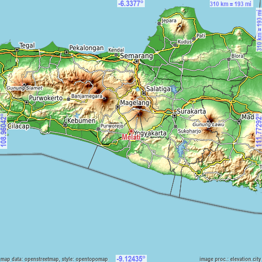 Topographic map of Melati