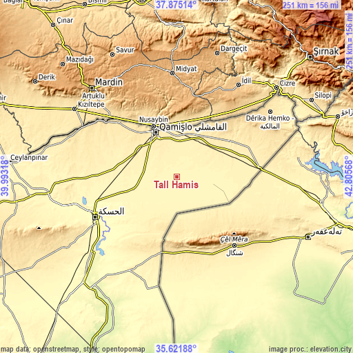 Topographic map of Tall Ḩamīs