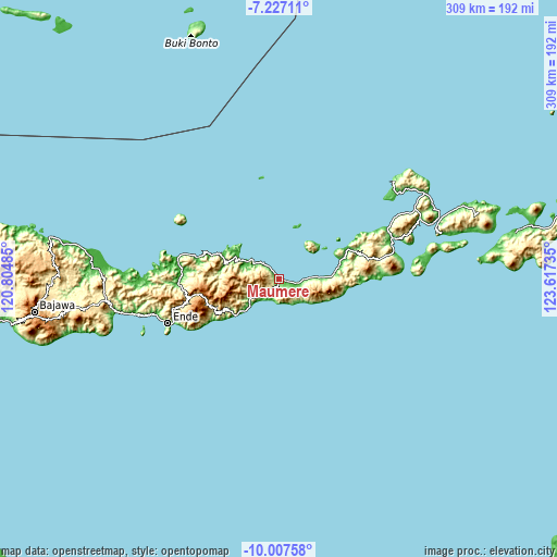 Topographic map of Maumere