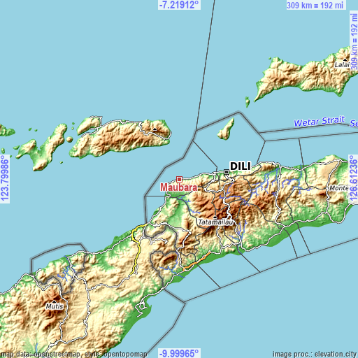 Topographic map of Maubara