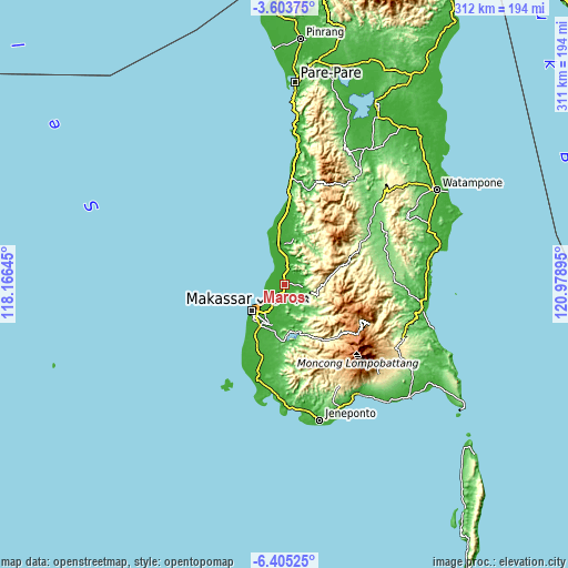 Topographic map of Maros