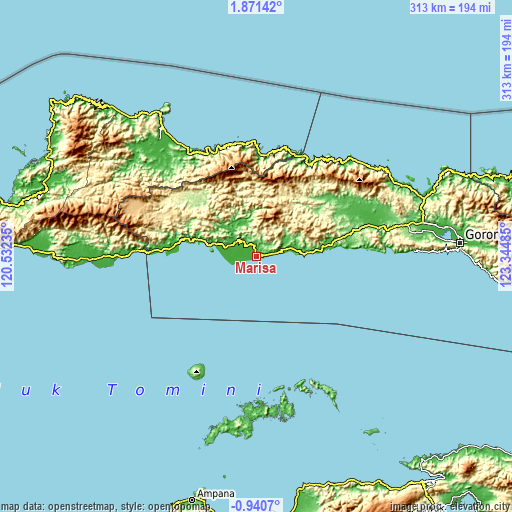 Topographic map of Marisa