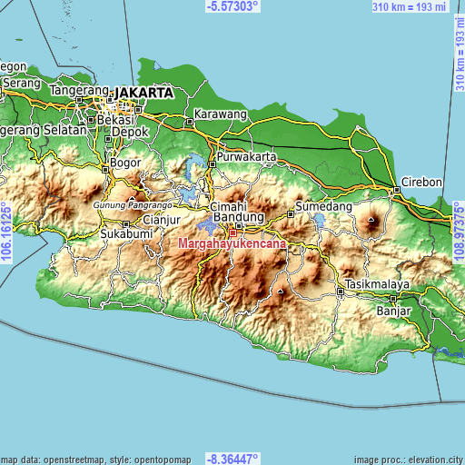 Topographic map of Margahayukencana