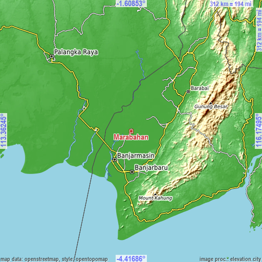 Topographic map of Marabahan