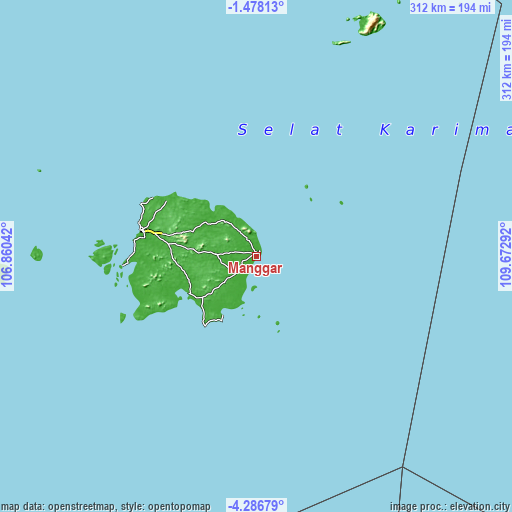 Topographic map of Manggar