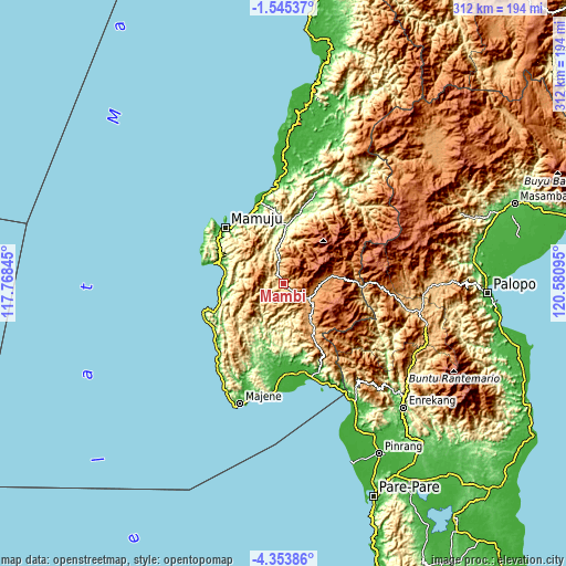 Topographic map of Mambi