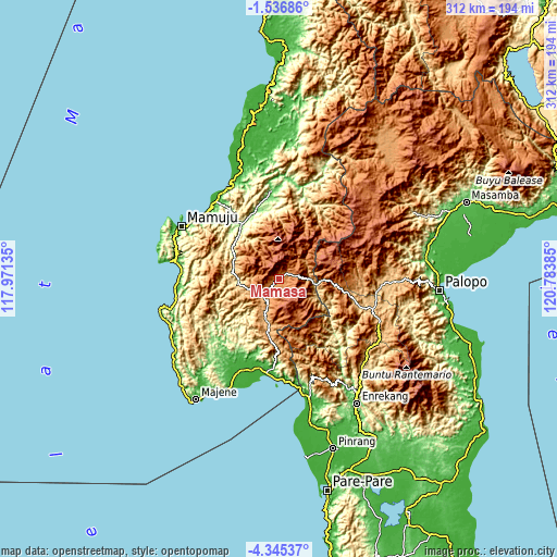 Topographic map of Mamasa