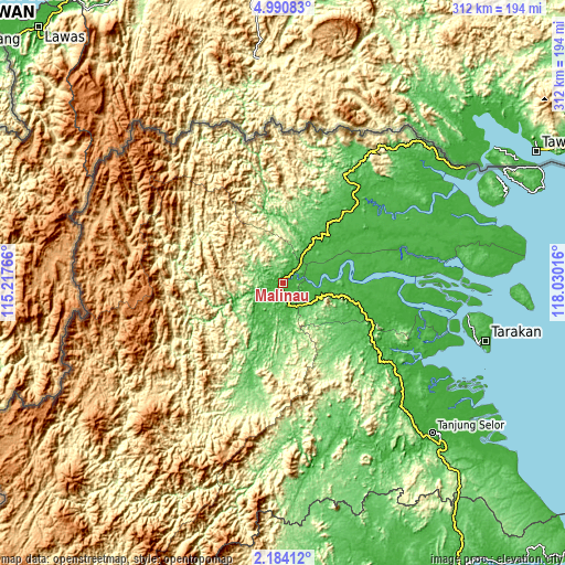 Topographic map of Malinau