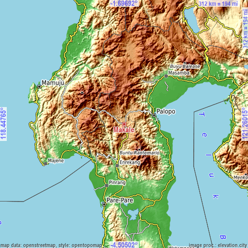 Topographic map of Makale