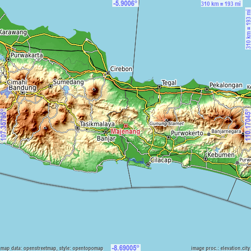 Topographic map of Majenang