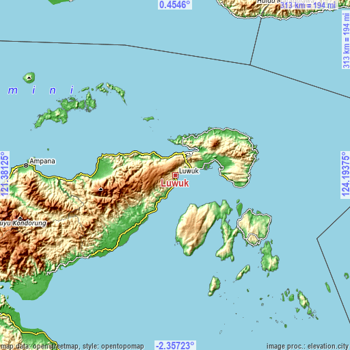 Topographic map of Luwuk