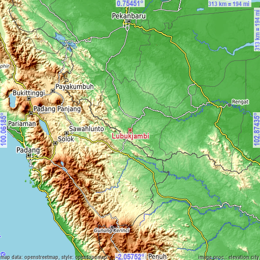 Topographic map of Lubukjambi