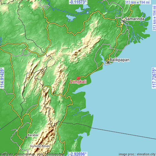 Topographic map of Longkali