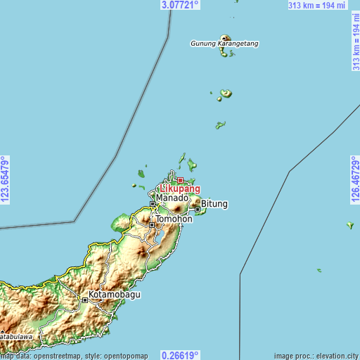 Topographic map of Likupang