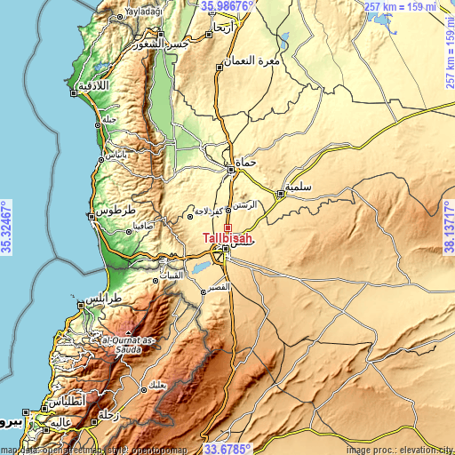 Topographic map of Tallbīsah