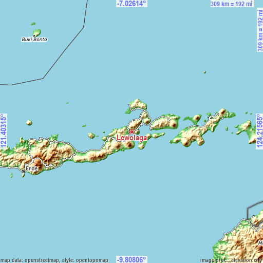 Topographic map of Lewolaga
