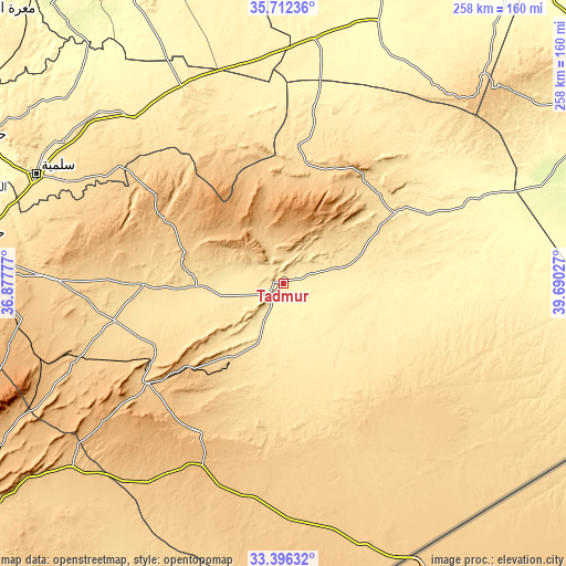 Topographic map of Tadmur
