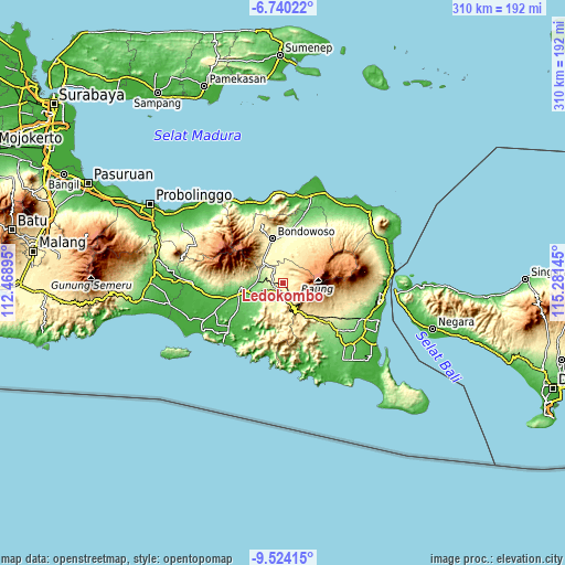 Topographic map of Ledokombo