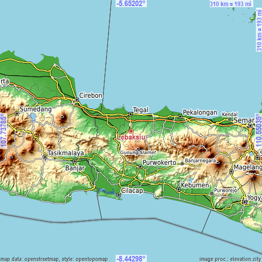 Topographic map of Lebaksiu