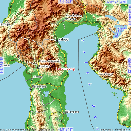 Topographic map of Larompong