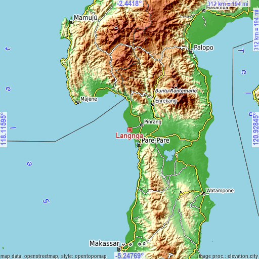 Topographic map of Langnga