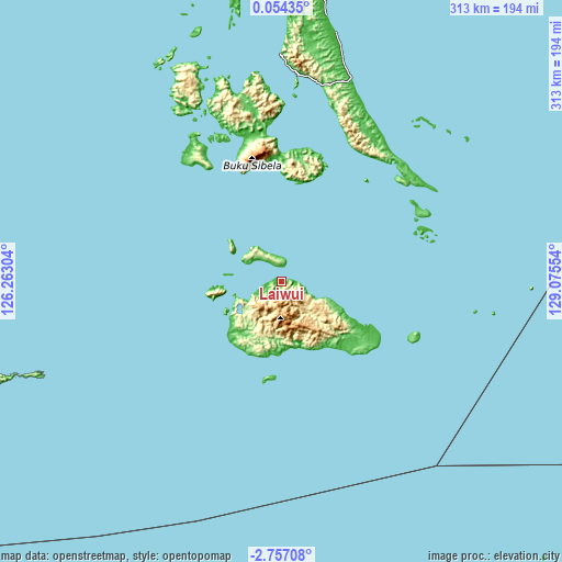 Topographic map of Laiwui