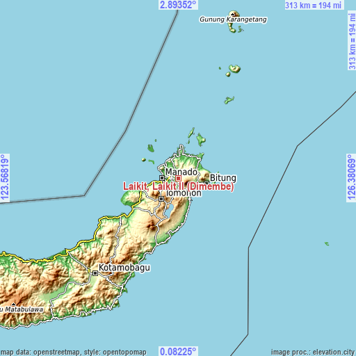 Topographic map of Laikit, Laikit II (Dimembe)