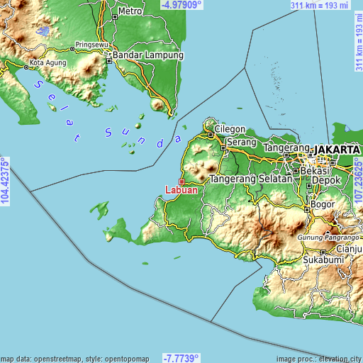 Topographic map of Labuan