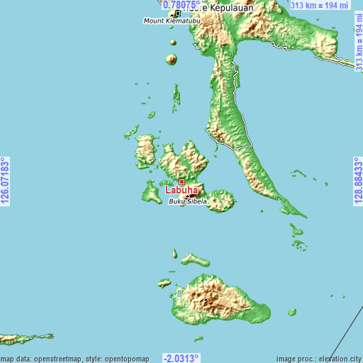 Topographic map of Labuha