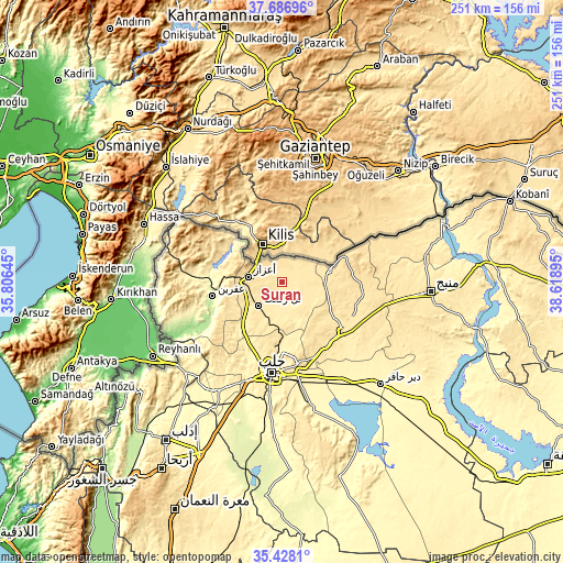 Topographic map of Şūrān