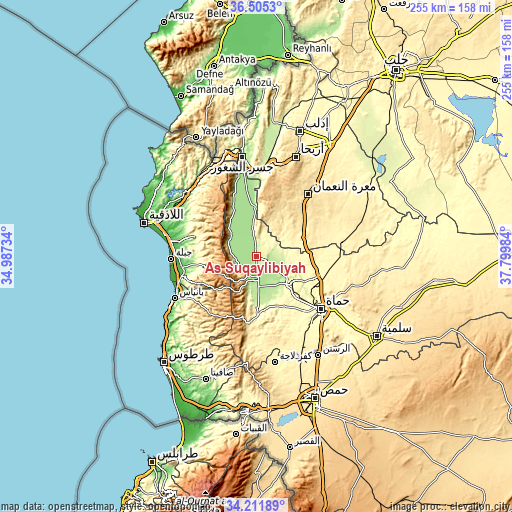 Topographic map of As Suqaylibīyah