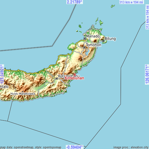 Topographic map of Kotabunan