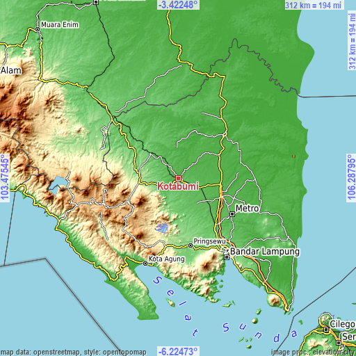 Topographic map of Kotabumi