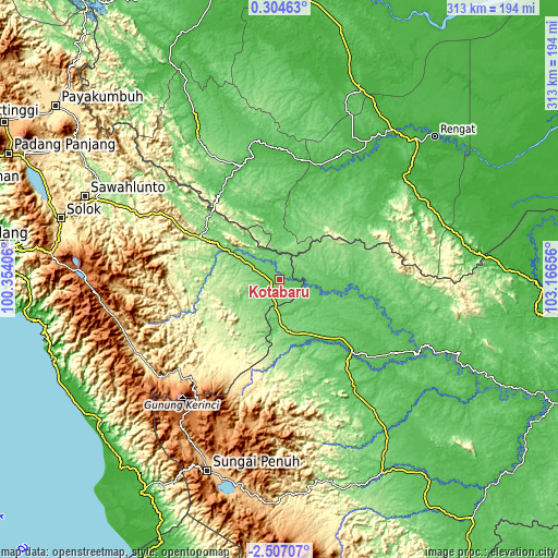 Topographic map of Kotabaru